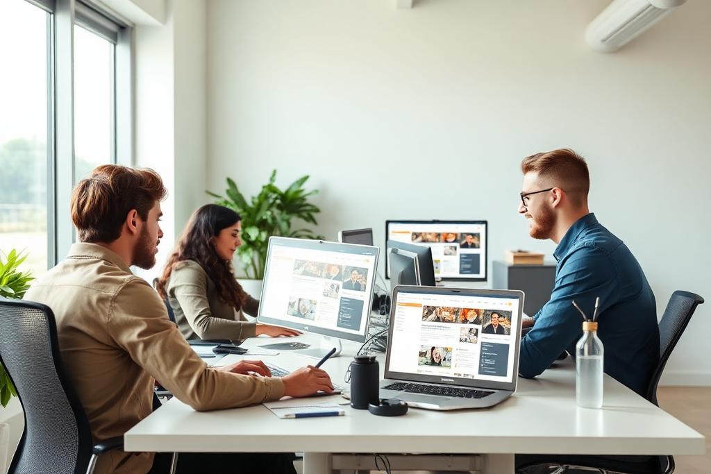 The development team at work in a modern office